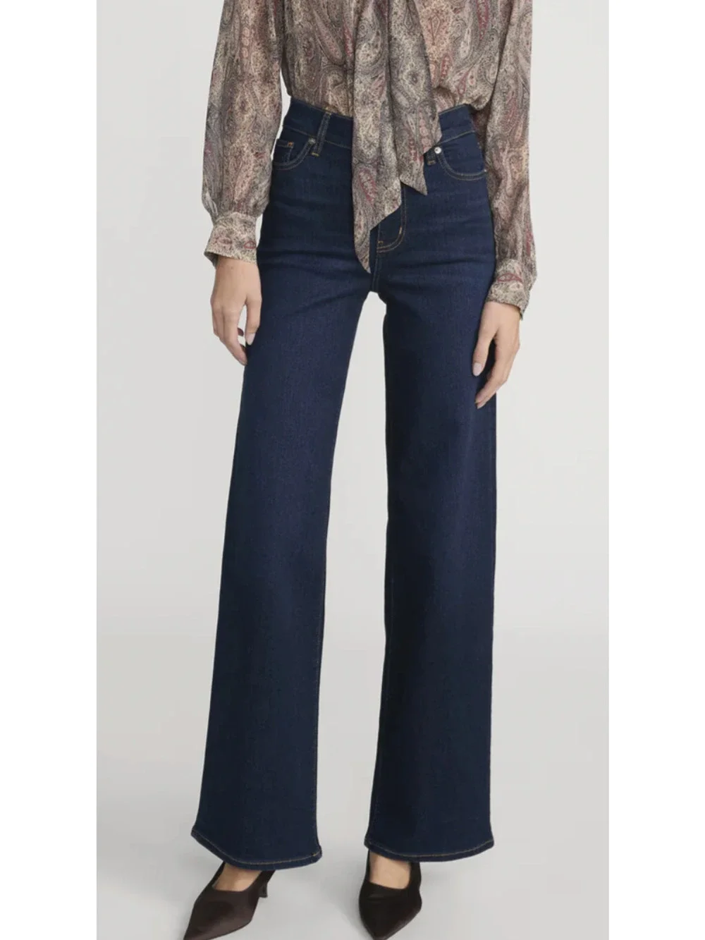 FRAME Le Slim Palazzo Jeans in RINSE Size L29 TALL - Picture 1 of 10